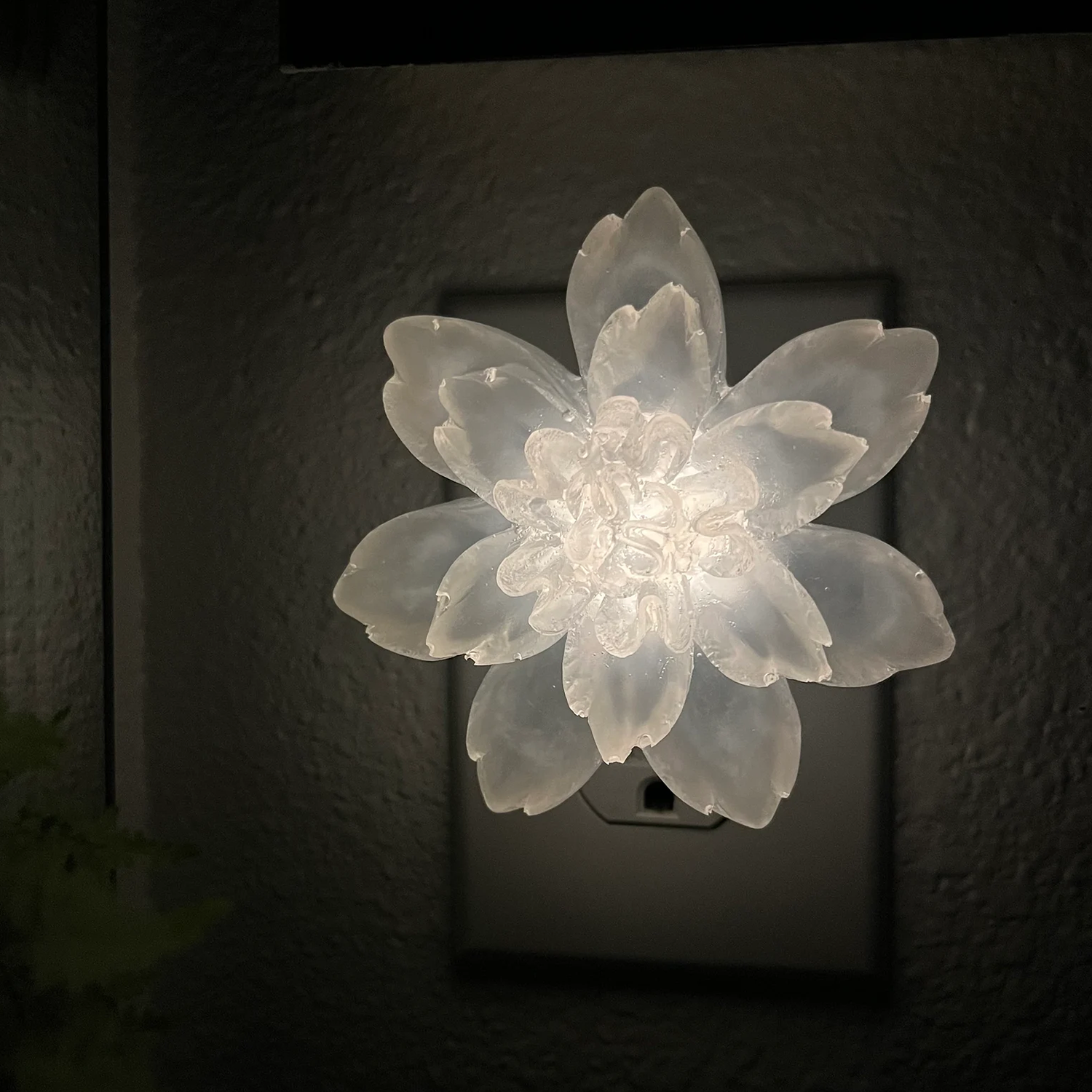 Veilleuse murale florale artisanale à brancher, lumière ambiante style spa