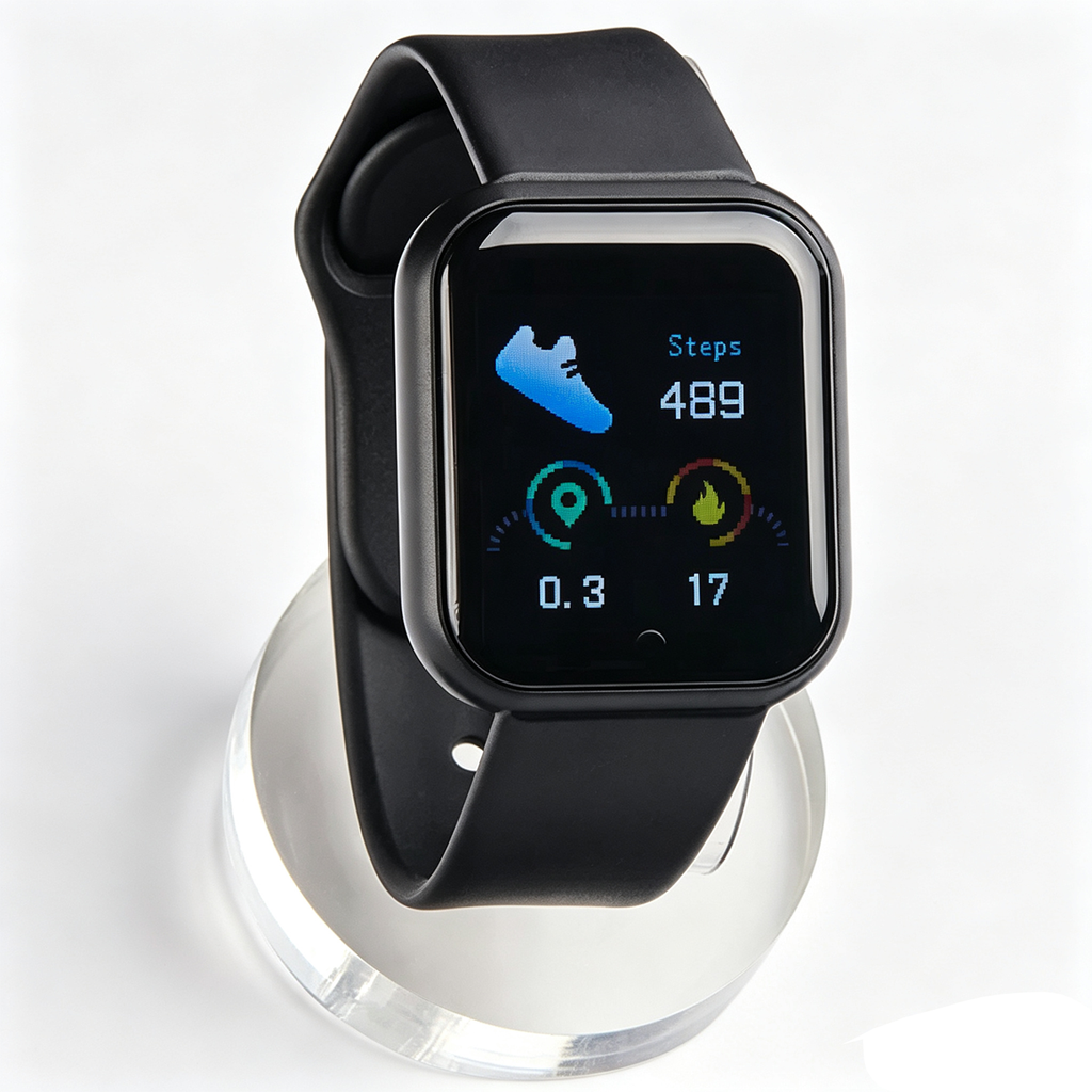Montre intelligente noire, compagnon de fitness, suivi d’activités pour iOS et Android